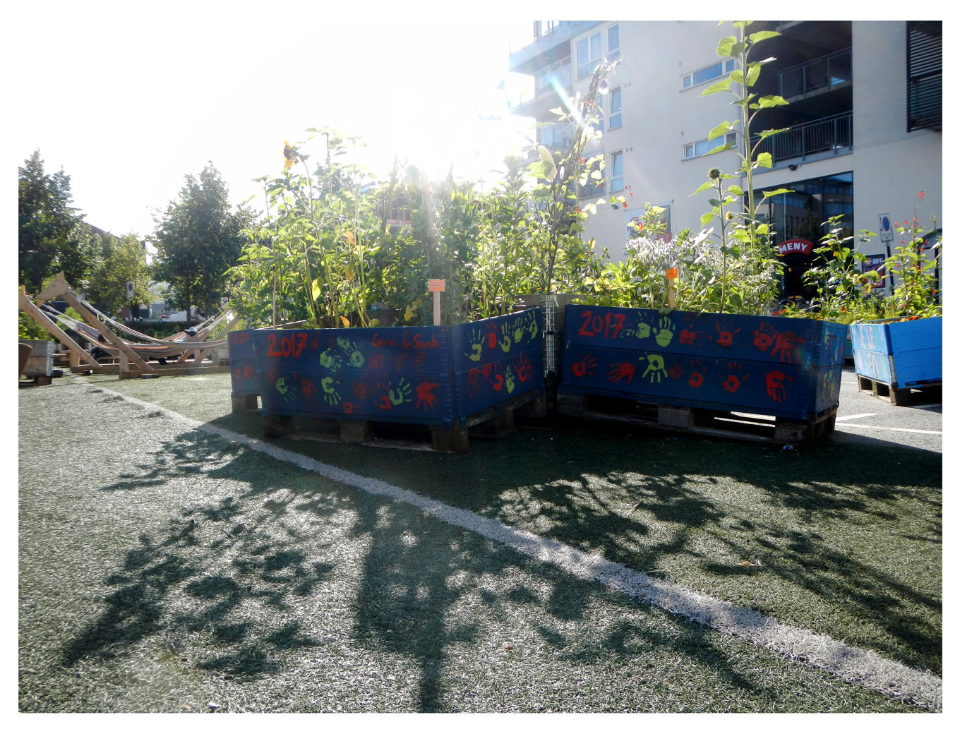 Pallekarmer i skolegård